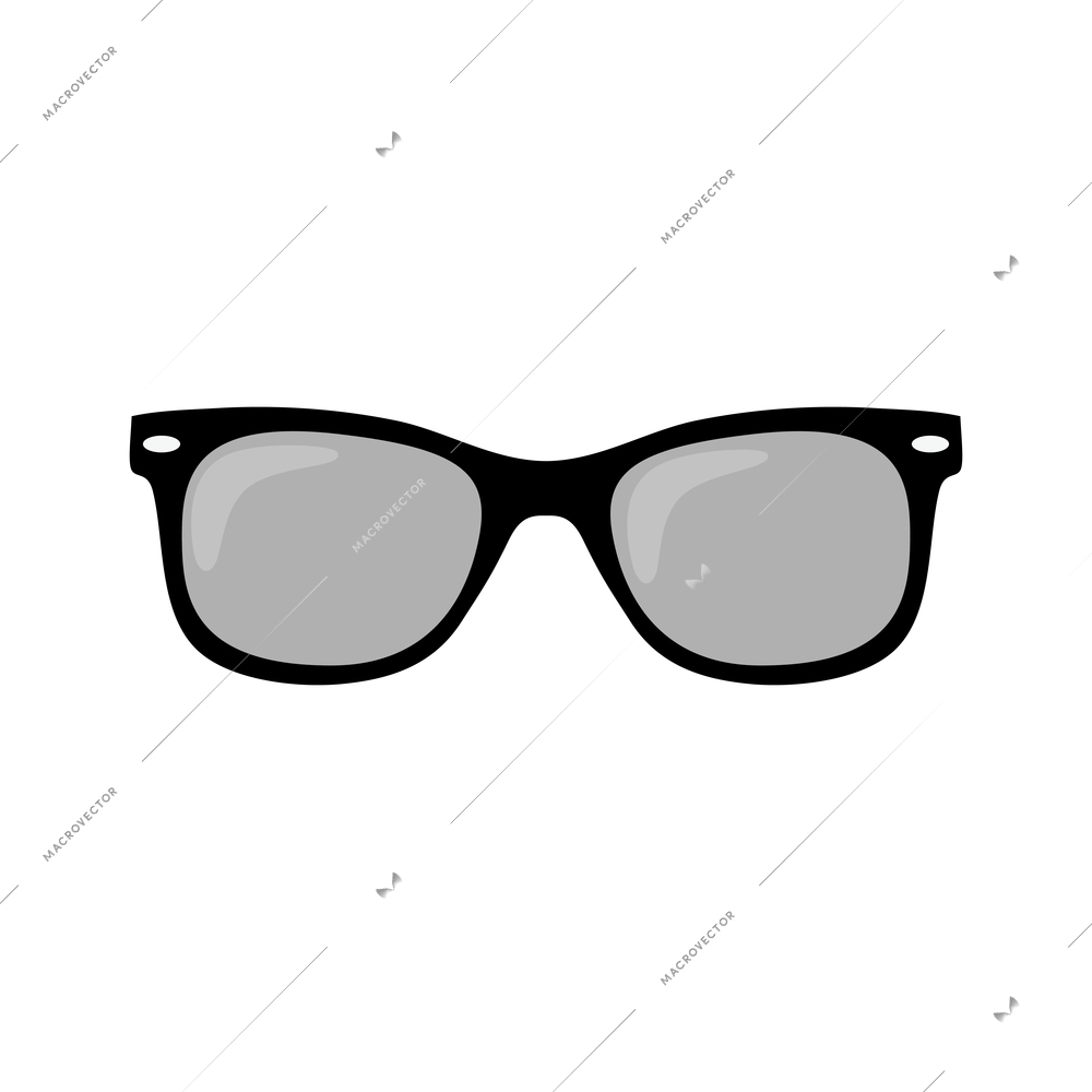 Black frame glasses flat icon vector illustration