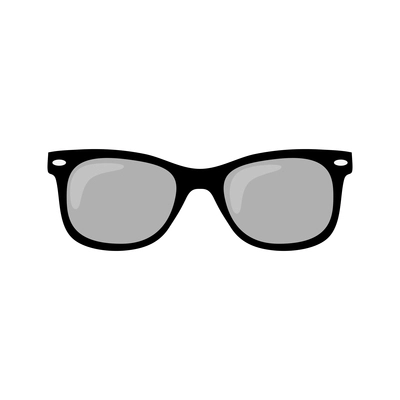 Black frame glasses flat icon vector illustration