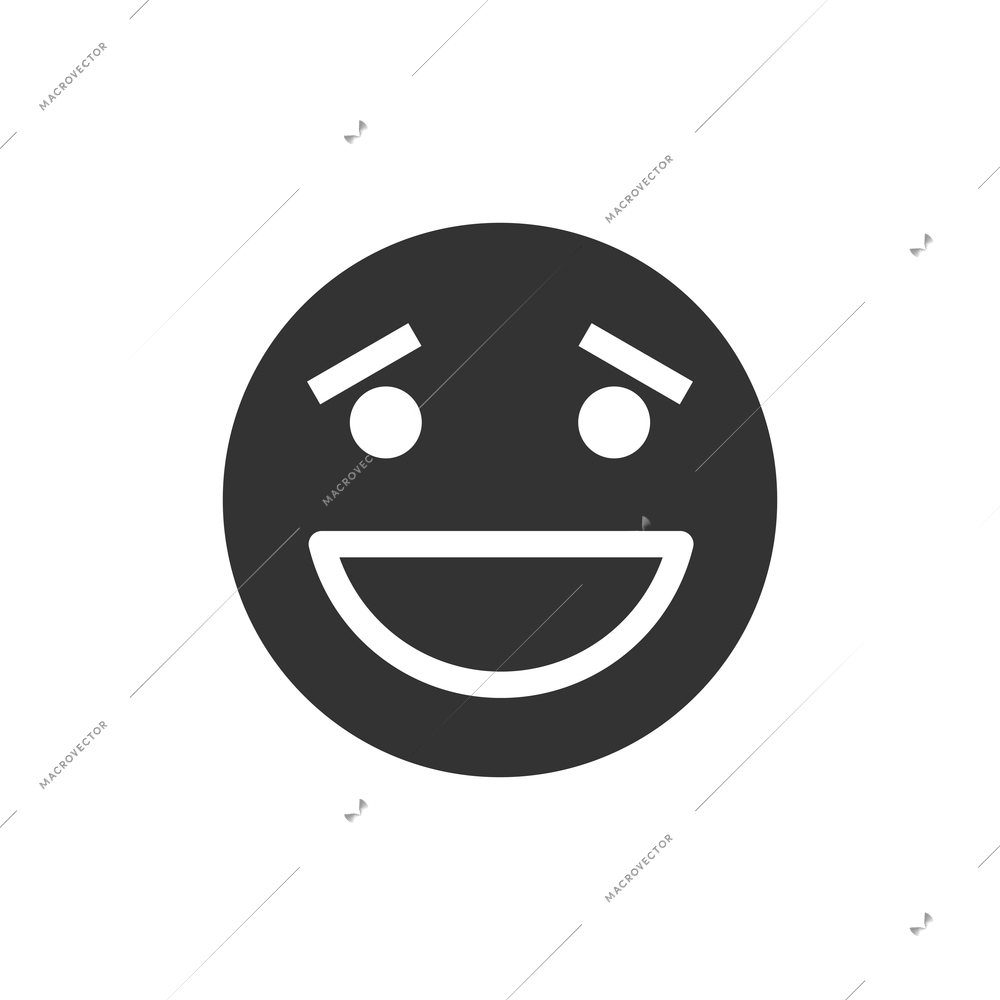 Flat icon with cheerful smiley face on white background vector illustration