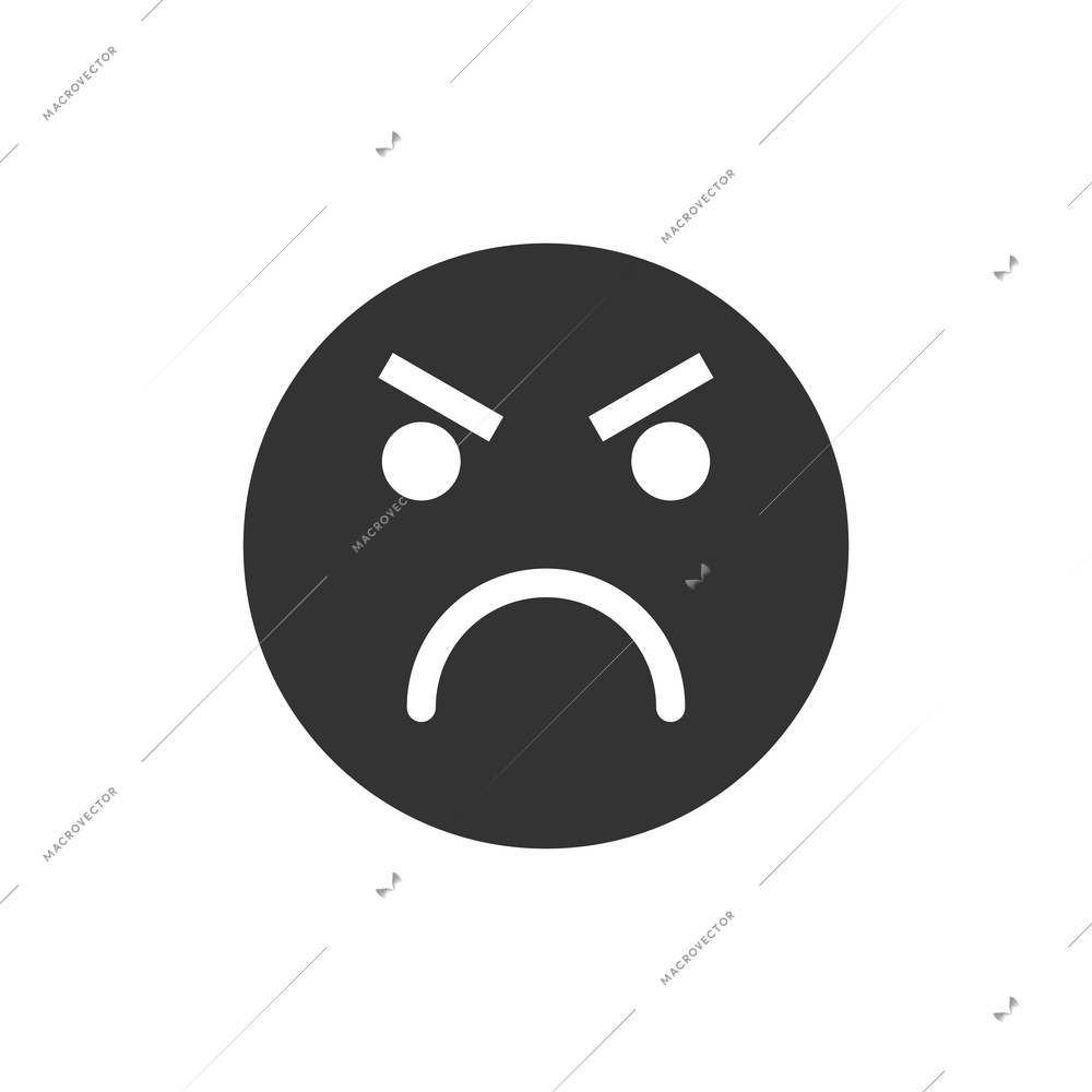 Smiley face icon with angry expression flat vector illustration