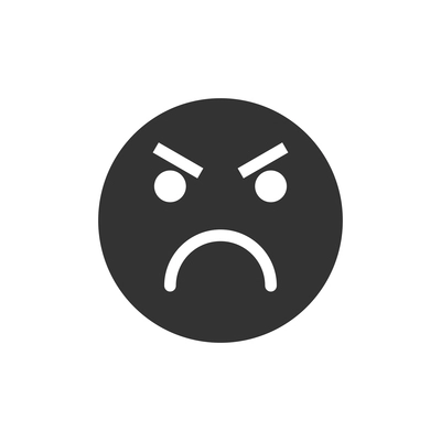 Smiley face icon with angry expression flat vector illustration