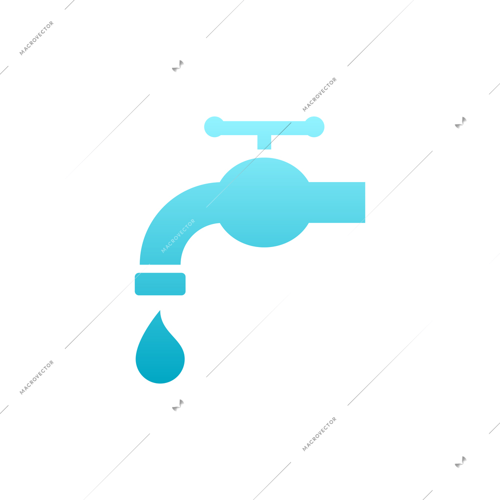 Flat icon with blue faucet and water drop vector illustration