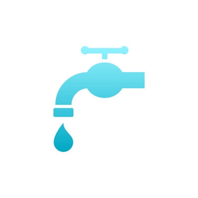 Flat icon with blue faucet and water drop vector illustration