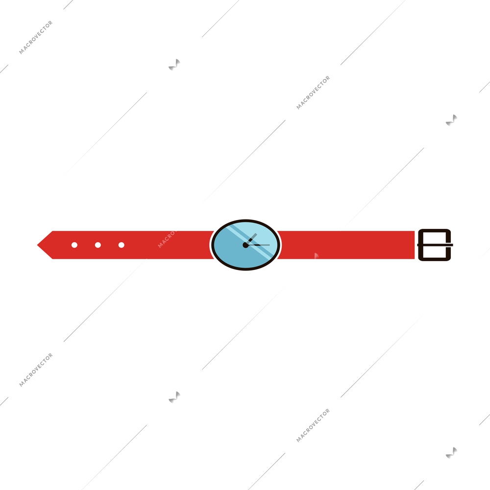Watch with red band flat icon vector illustration