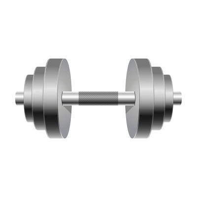 Silver dumbbell realistic icon on white background vector illustration