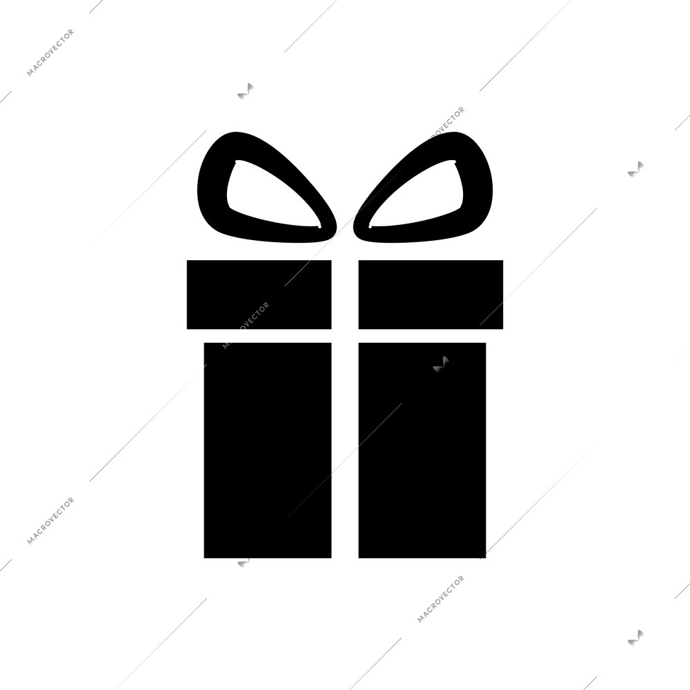 Gift box with bow flat black icon vector illustration