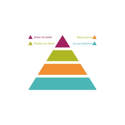 Business finance infographic element with color triangular diagram divided into levels flat vector illustration
