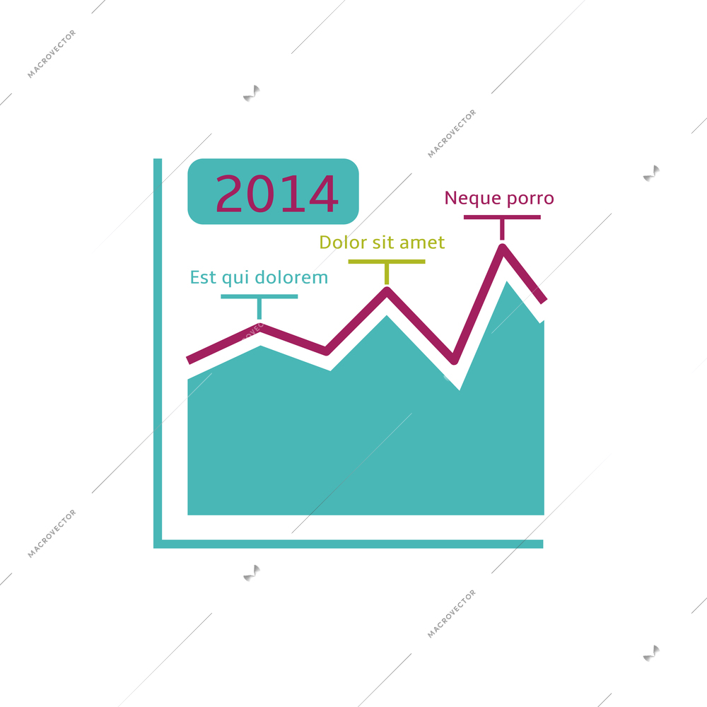 Business infographic element with chart for financial report flat vector illustration