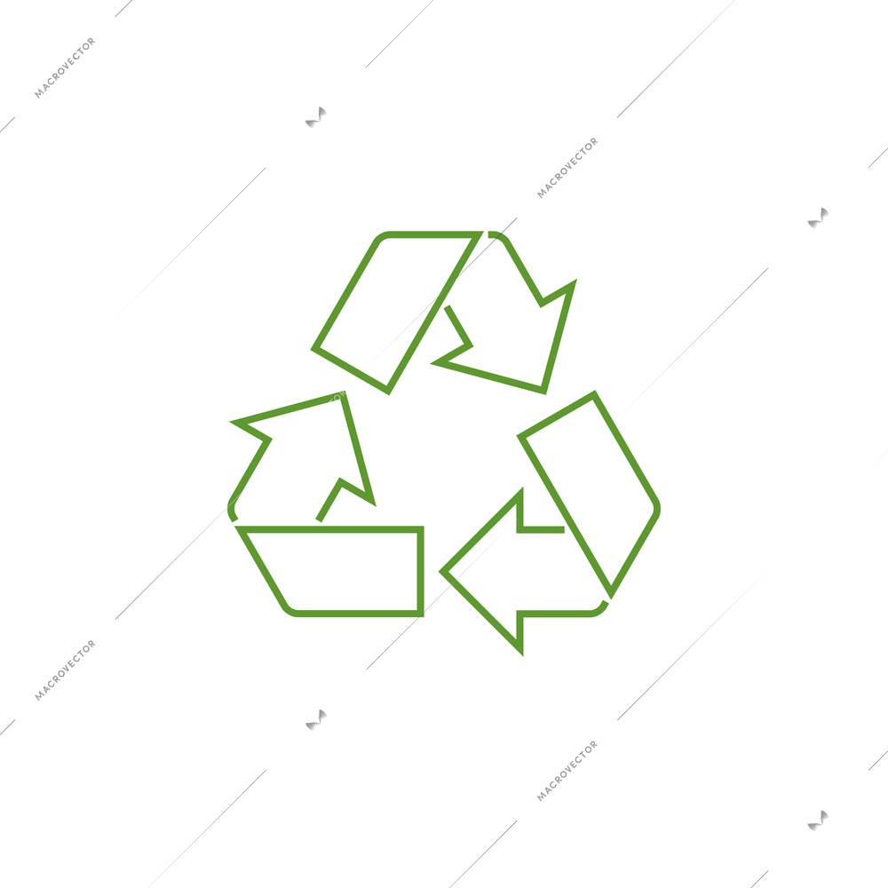 Recyle green line icon flat vector illustration