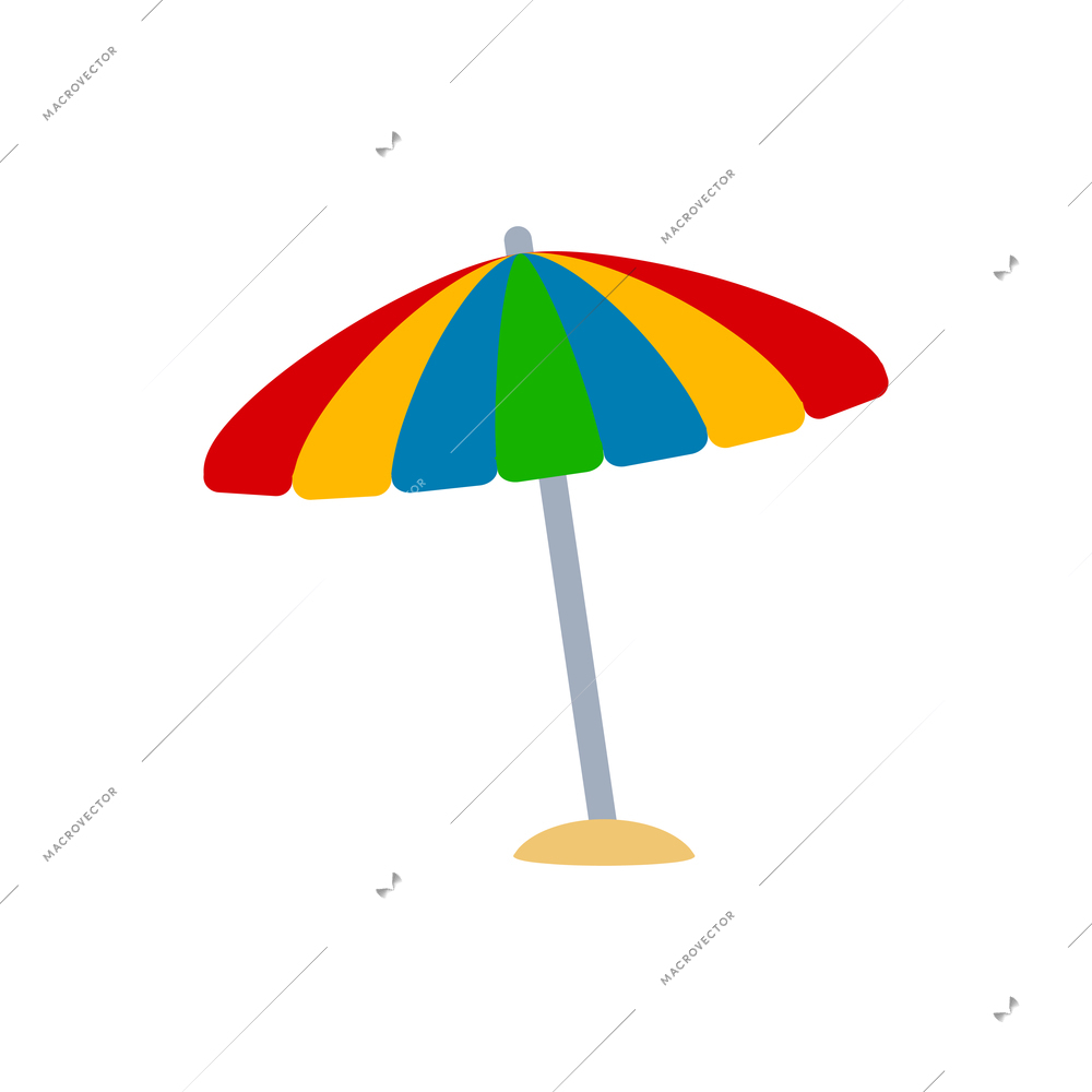 Colorful beach umbrella flat icon vector illustration