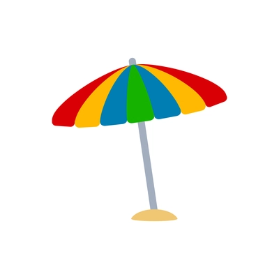 Colorful beach umbrella flat icon vector illustration