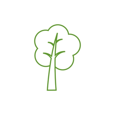 Flat green line icon with foliage tree vector illustration