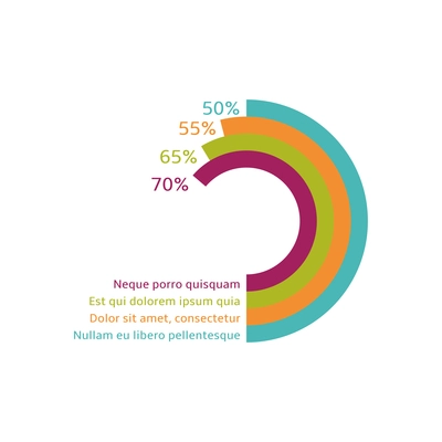 Business finance infographic element with colored diagram and percentage flat vector illustration