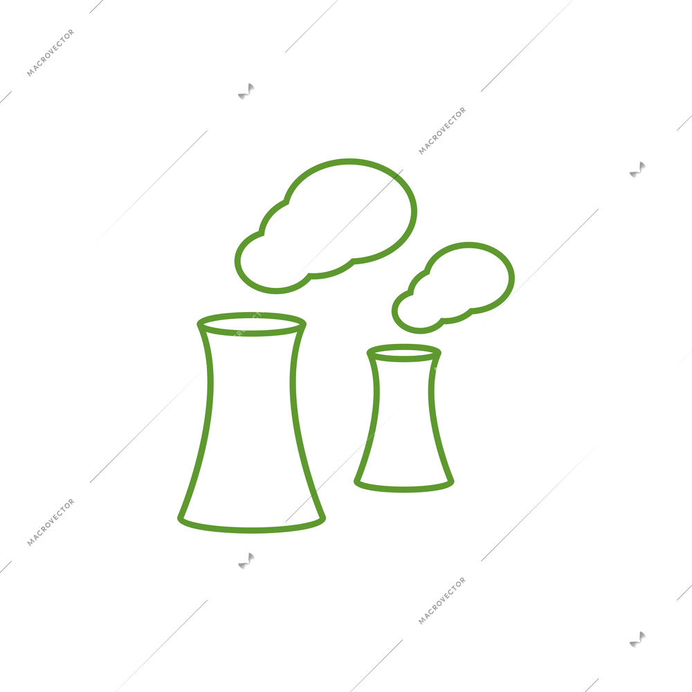 Air pollution green flat icon with two industrial pipes vector illustration