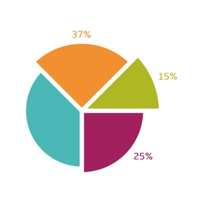 Colorful pie chart with percentage business infographic element flat vector illustration