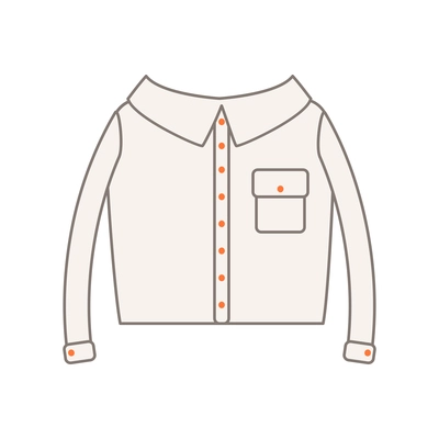 Hipster male white shirt with orange buttons flat icon vector illustration