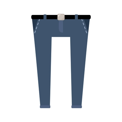 Hipster skinny blue jeans with black belt flat icon vector illustration