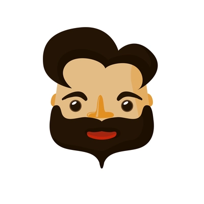 Bearded man hipster face flat icon vector illustration