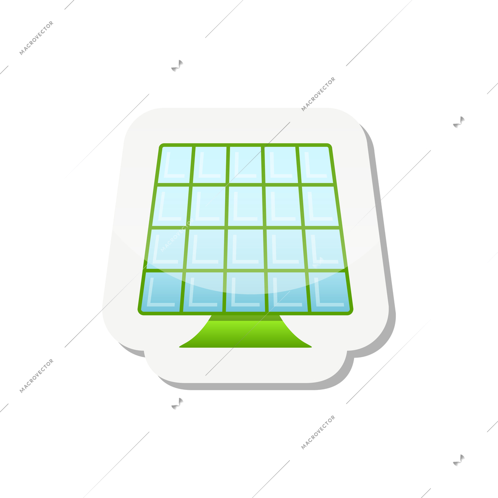 Flat eco sticker with solar panel vector illustration