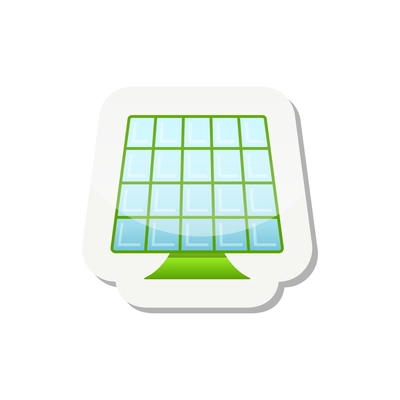 Flat eco sticker with solar panel vector illustration