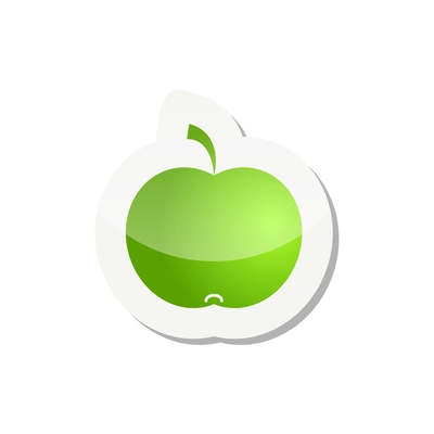 Flat eco sticker with green apple vector illustration