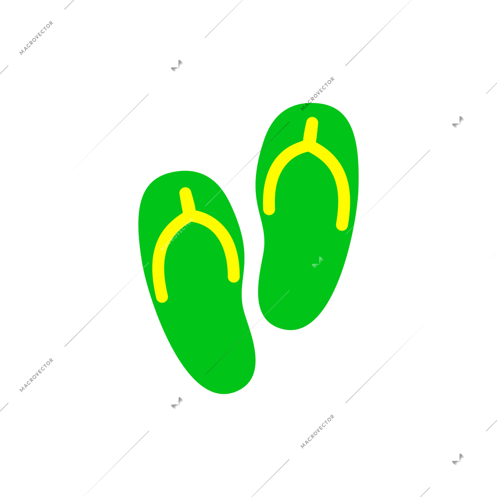 Pair of green flip flops top view flat icon vector illustration