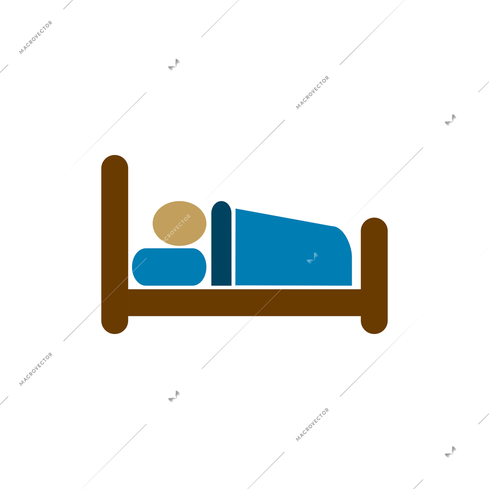 Flat icon with colored hotel bed vector illustration