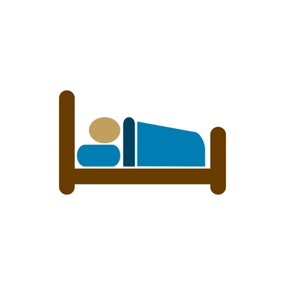 Flat icon with colored hotel bed vector illustration