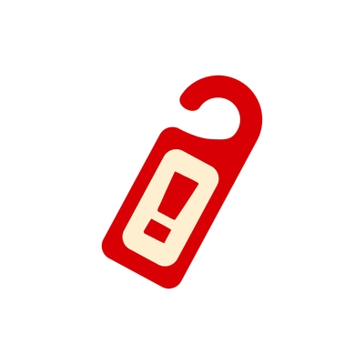 Red hotel door hanger with exclamation mark flat icon vector illustration