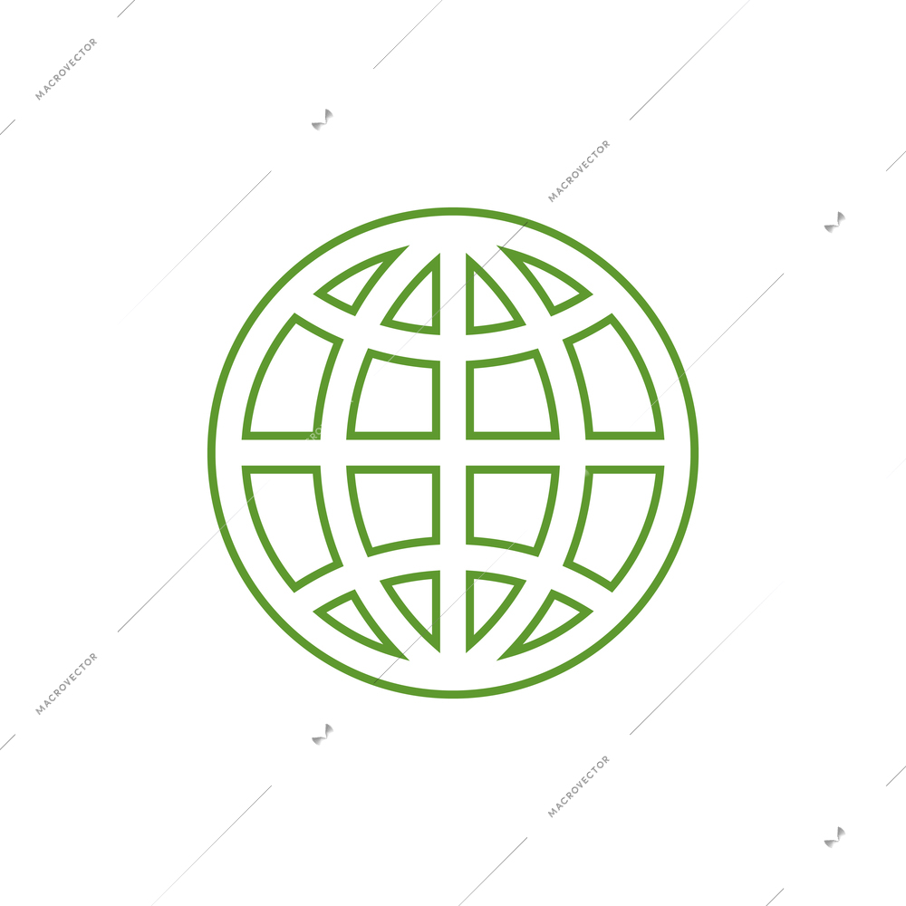 Flat ecology icon with green line earth globe vector illustration