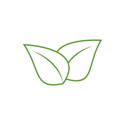 Eco icon with two green leaves flat vector illustration