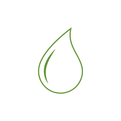 Green water drop eco line icon flat vector illustration