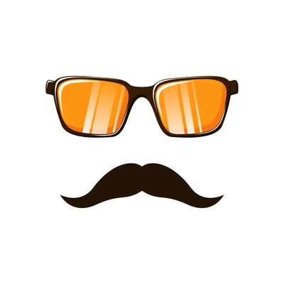 Hipster accessory flat icon with glasses and retro moustache isolated vector illustration