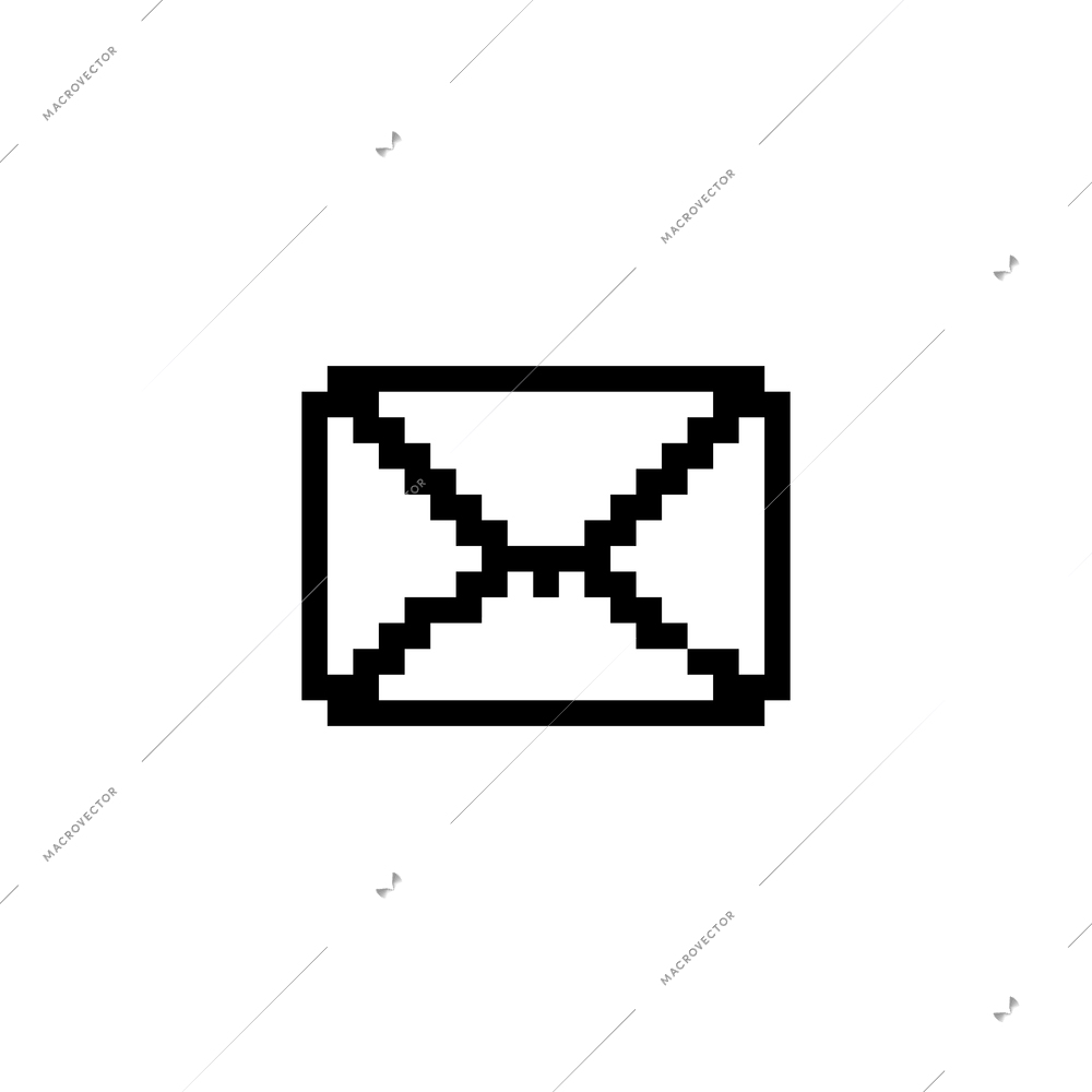 Black pixel message icon flat vector illustration