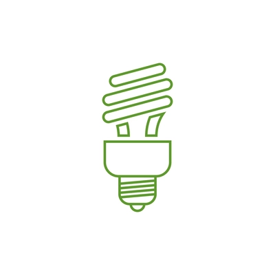 Green energy saving light bulb line flat icon vector illustration