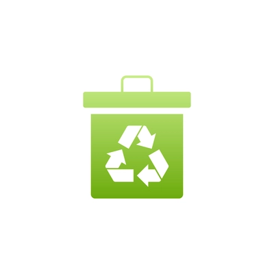 Flat recycling icon with green trash container vector illustration