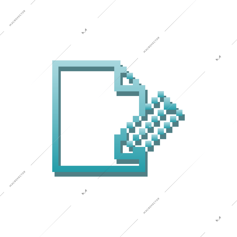 Note app pixel icon with document and pencil flat vector illustration