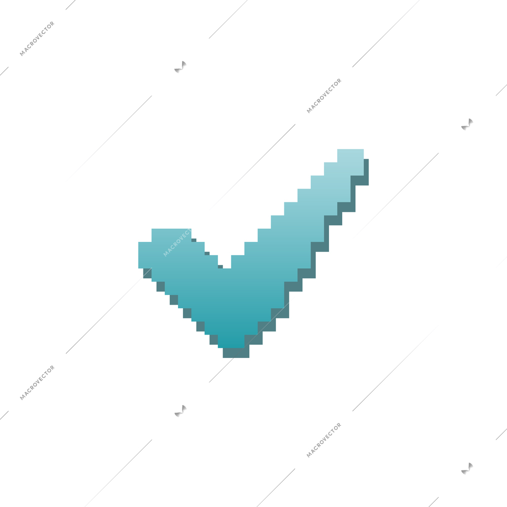 Check mark tick symbol pixel icon flat vector illustration