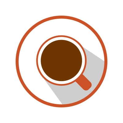 Flat icon with top view coffee cup on saucer vector illustration