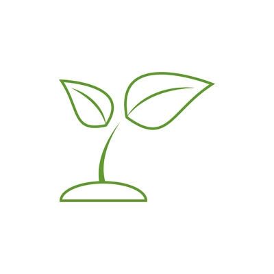 Eco symbol line icon with green leaves flat vector illustration