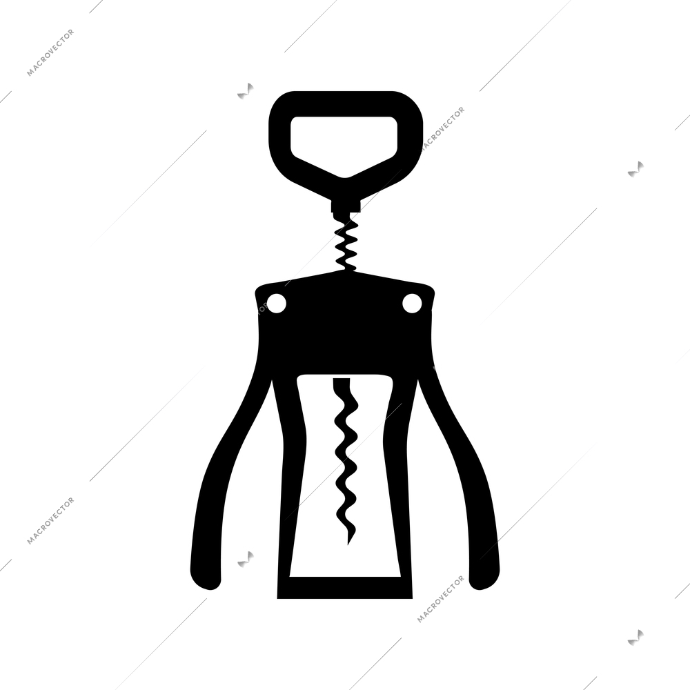 Flat icon with black corkscrew silhouette vector illustration