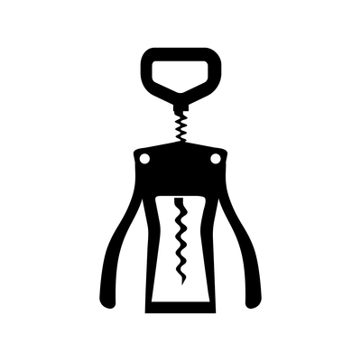 Flat icon with black corkscrew silhouette vector illustration