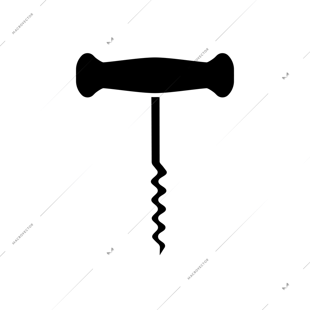 Corkscrew with wooden handle black silhouette icon vector illustration