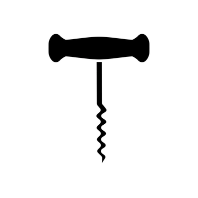 Corkscrew with wooden handle black silhouette icon vector illustration