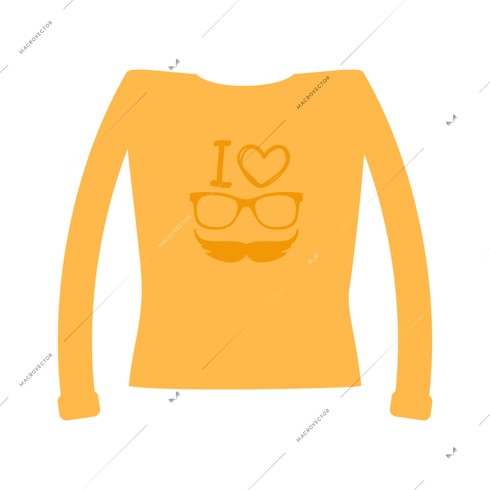 Hipster yellow female long sleeve pullover flat icon vector illustration