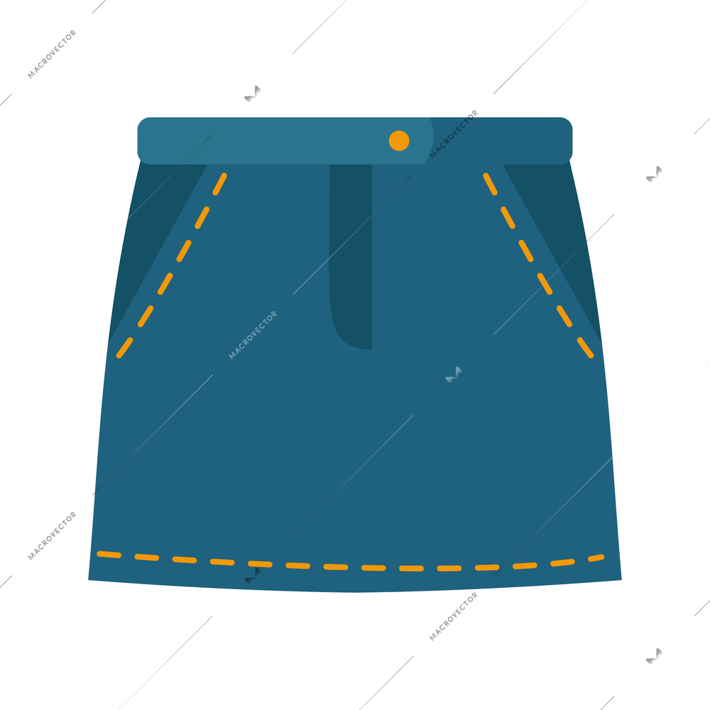 Mini denim blue skirt flat icon vector illustration