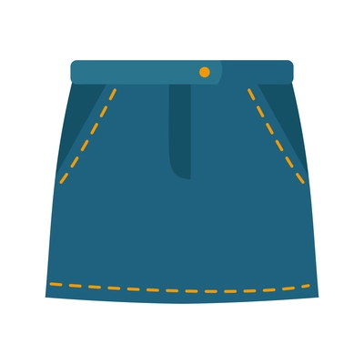 Mini denim blue skirt flat icon vector illustration