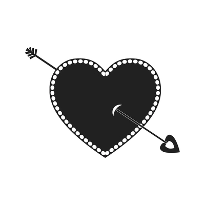 Black heart with arrow flat icon vector illustration