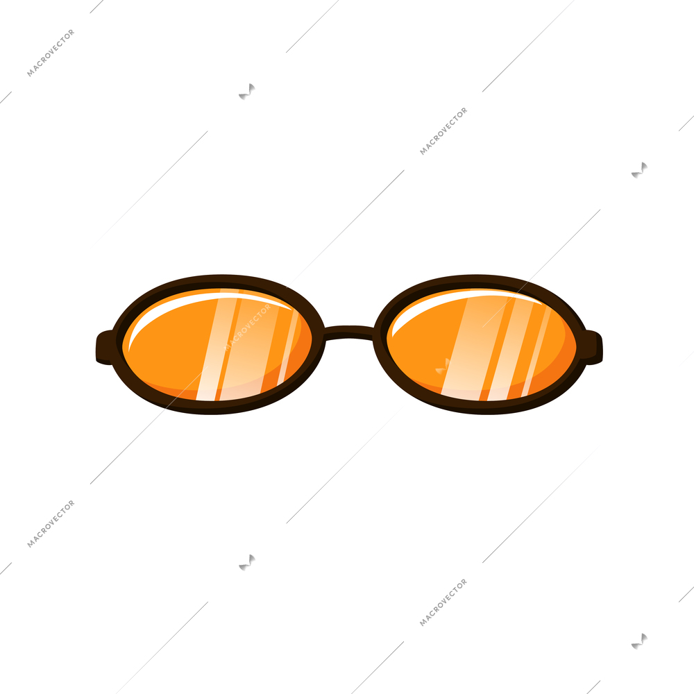 Hipster sunglasses with orange lens flat icon vector illustration