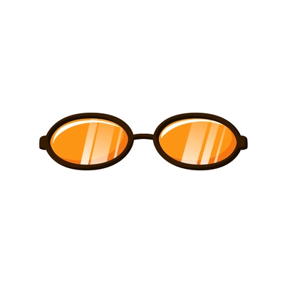 Hipster sunglasses with orange lens flat icon vector illustration